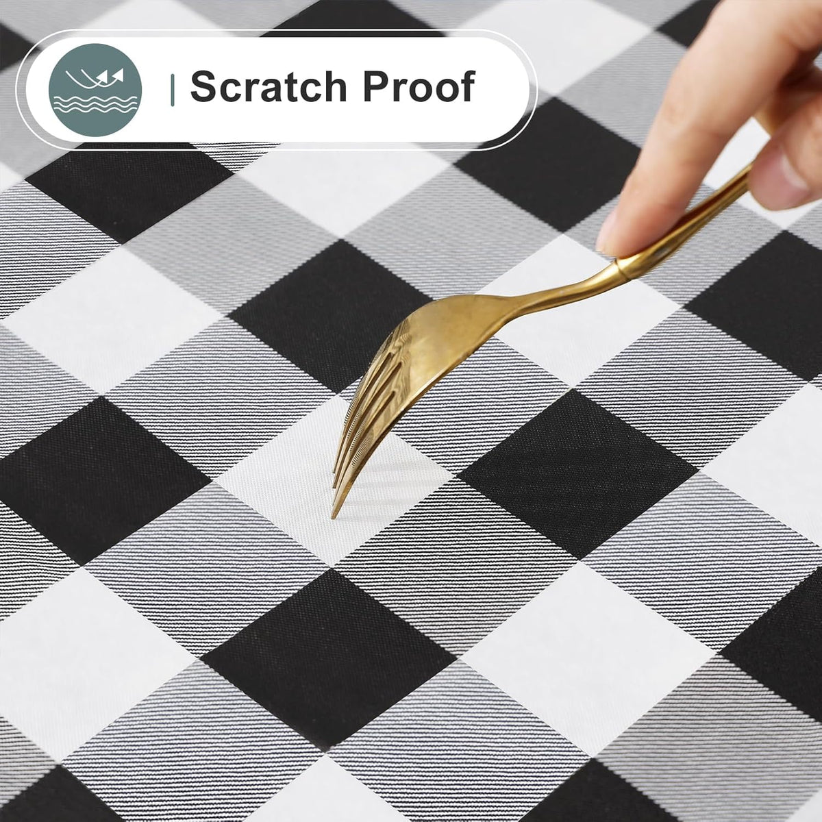 misaya Rectangular Waterproof Vinyl Table Cloth, Flannel Backed Tablecloth