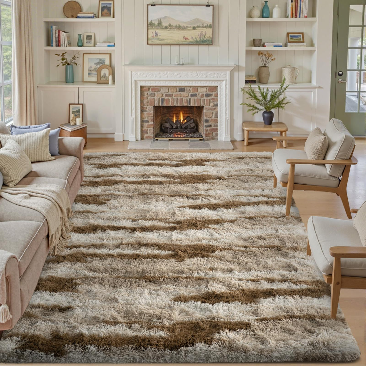 5x7 Black Area Rugs for Living Room, Large Fluffy Shag Bedroom Rugs Non-Slip, Ultra Soft Plush Carpet for Nursery Kids PlayRoom Dorm Office Indoor Modern Carpets