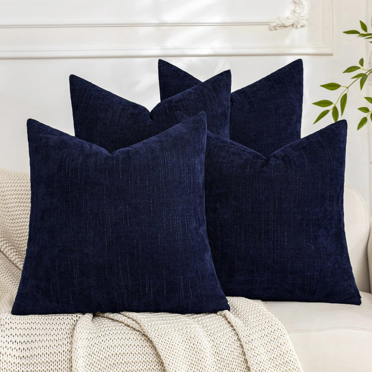 Set of 4 Soft Textured Throw Pillow Covers 18x18 Inch Cozy Decorative Farmhouse Cushion Cover Square Accent Pillow Cases for Bed Couch Sofa Living Room, Beige Taupe Brown