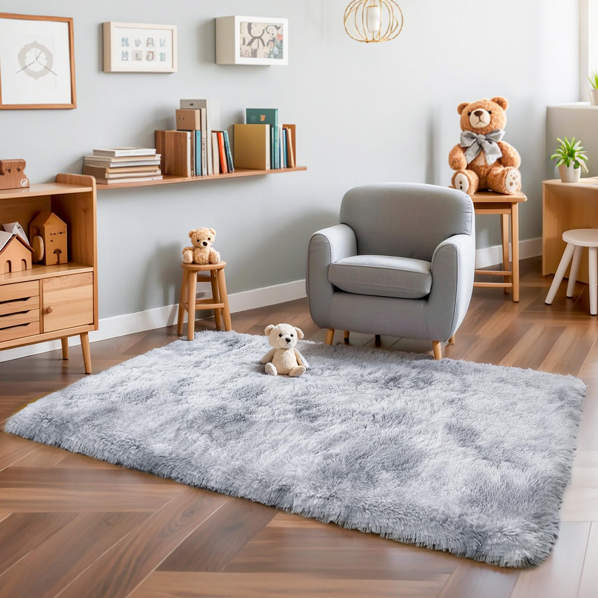 Pink Fluffy 4x6 Area Rugs for Bedroom Girls, Plush Washable Carpet