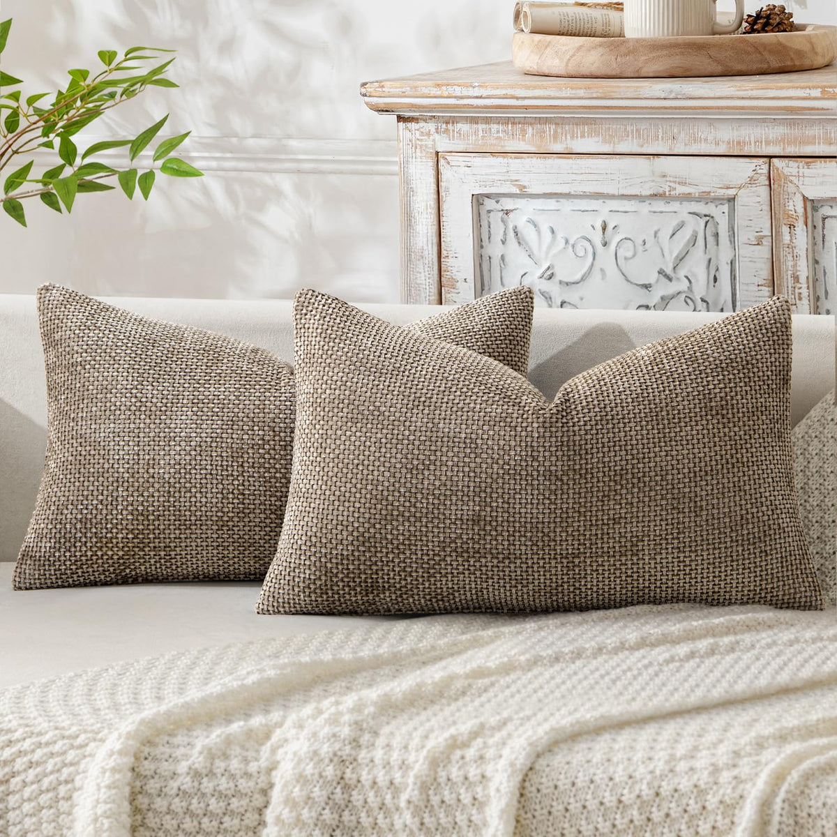 MIULEE Decorative Couch Throw Pillow Covers 18x18 Inch Coastal Blue 2 Pack