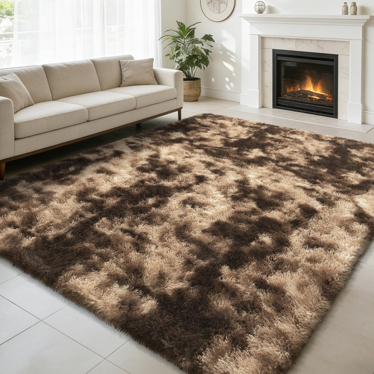 6x9 Black Fluffy Area Rug for Living Room,Large Shag Area Rugs for Bedroom