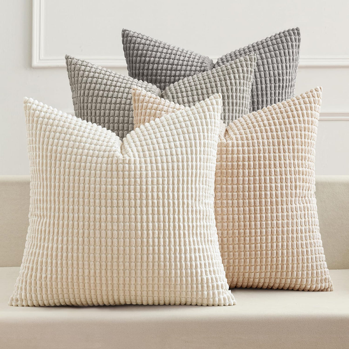 MIULEE Decorative Throw Pillow Covers 18x18 Inch Set of 4 Coastal Blue