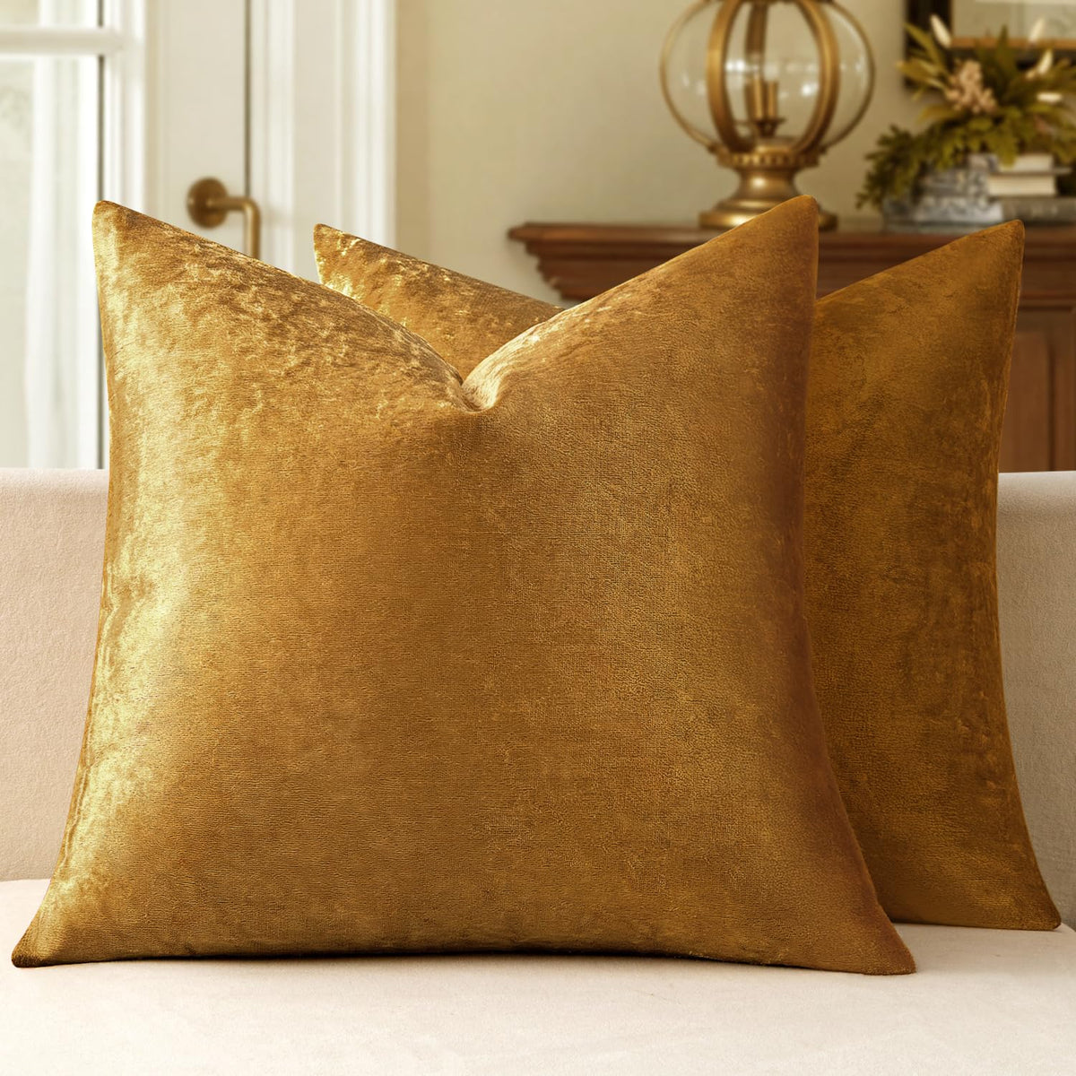 MIULEE Velvet Throw Pillow Covers 18x18 Inch Pack of 2 Dark Blue