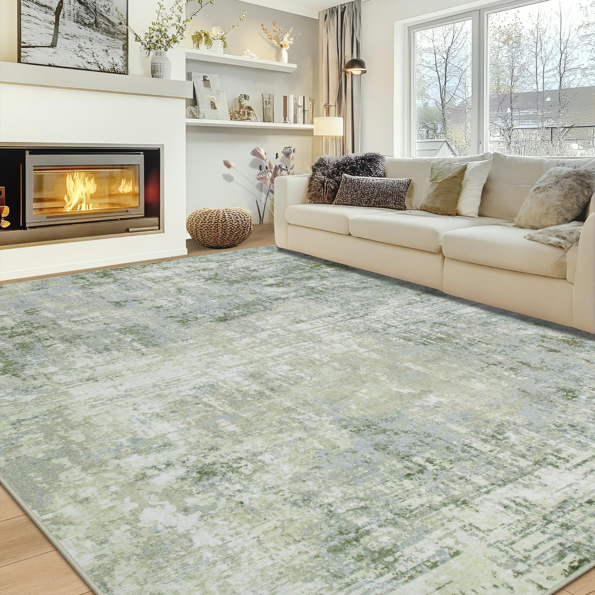 8x10 Area Rugs for Living Room Bedroom Dining Room Washable Blue Grey