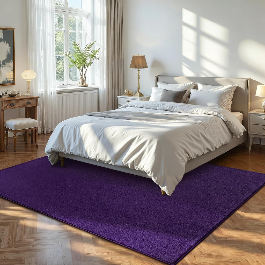 ISEAU 4x6 Soft Area Rug for Bedroom, Washable and Non-Slip, Purple
