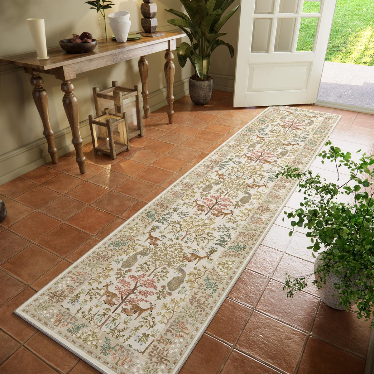Washable Area Rugs for Living Room: 9x12 Area Rug for Bedroom Vintage Stain Resistant Non Slip Low Pile Lightweight Soft Carpet for Kitchen Dining Room Farmhouse Kids Room Nursery