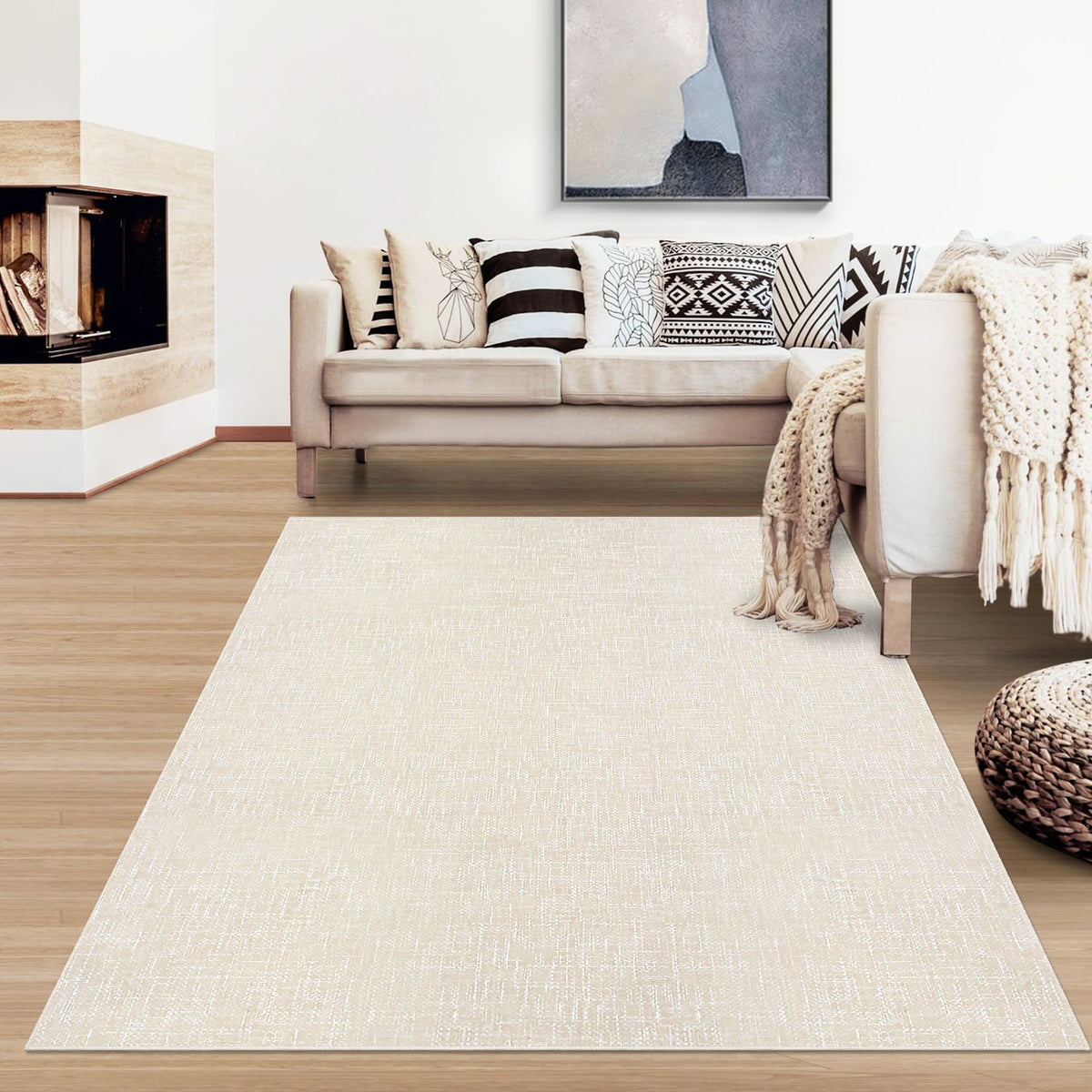 RUGSREAL Bedroom Area Rug 4x6 Modern Abstract Area Rug Stain Resistant Small Living Room Rug Contemporary Dining Room Rug Non-Slip Solid Rug Aesthetic Accent Floor Carpet for Kitchen Office, Dark Grey