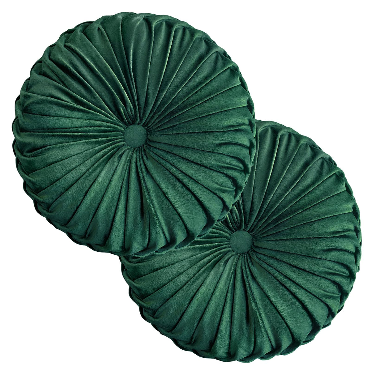 Teieas Round Throw Pillow Velvet Home Decoration Pleated Round Pillow Cushion for Couch Chair Bed Car Orange