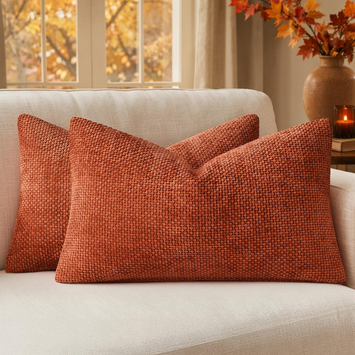 MIULEE Decorative Couch Throw Pillow Covers 18x18 Inch Coastal Blue 2 Pack