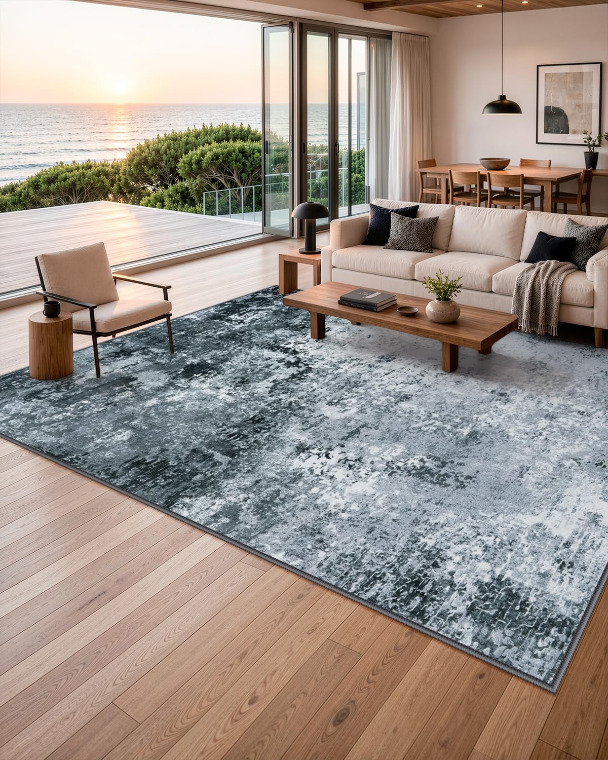 Lahome Modern Abstract Washable 5x7 Area Rugs for Living Room, Colorful Soft Bedroom Rug Low Pile Non Slip,Stain Resistance Dining Room Carpet for Nursery Office Entrance Home Office Decor