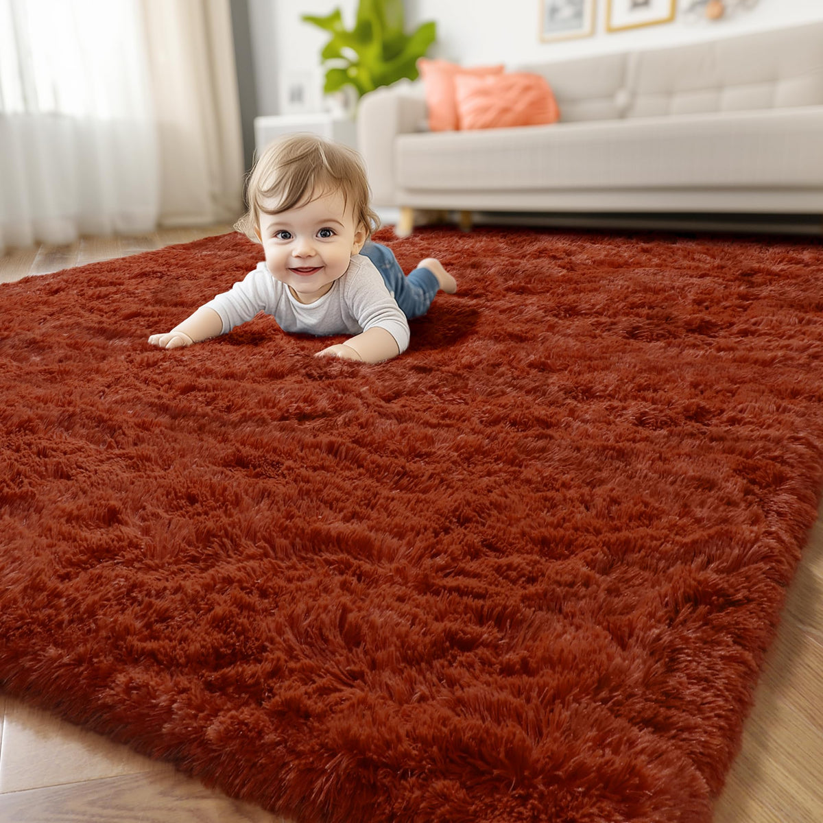 Amdrebio Grass Green Fluffy Area Rug 4x6 for Bedroom Classroom Living Room