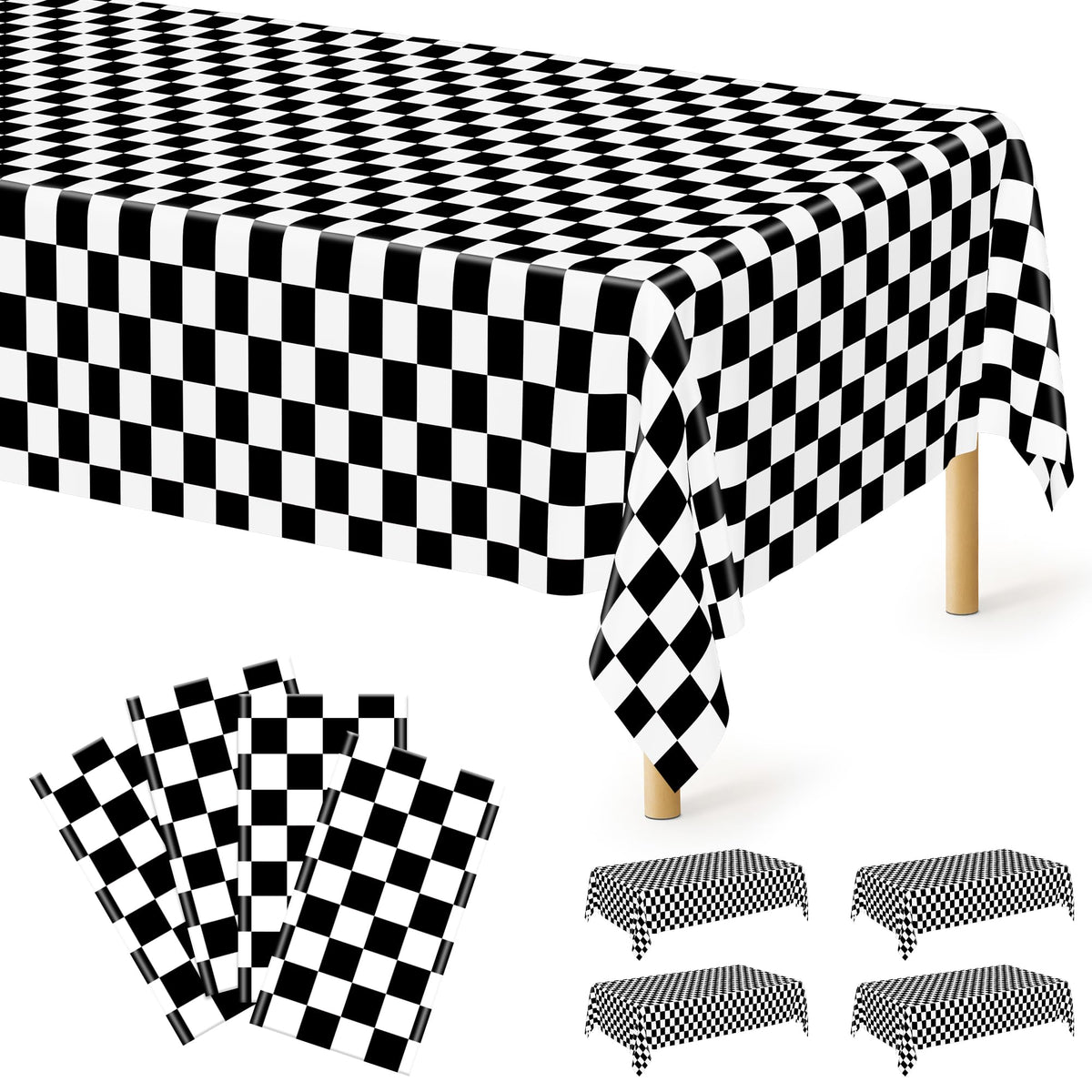 QZYL 4 Packs White Plastic Tablecloth, Large Sturdy Disposable Table Cloth