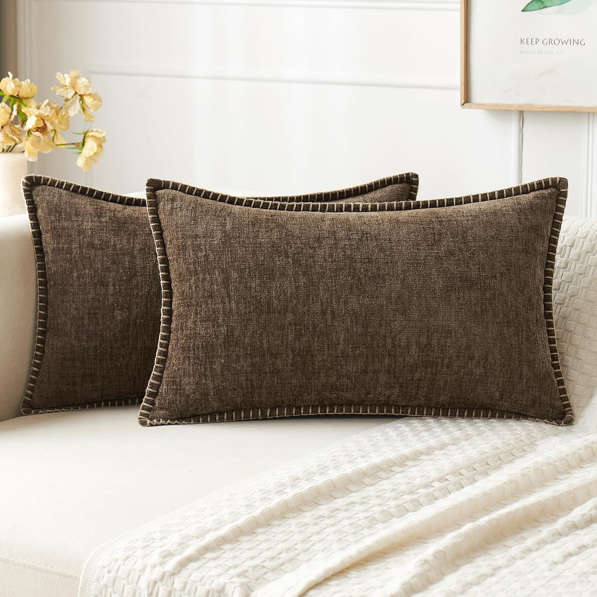 MIULEE Decorative Couch Throw Pillow Covers 18x18 Inch Sage Green 2 Pack