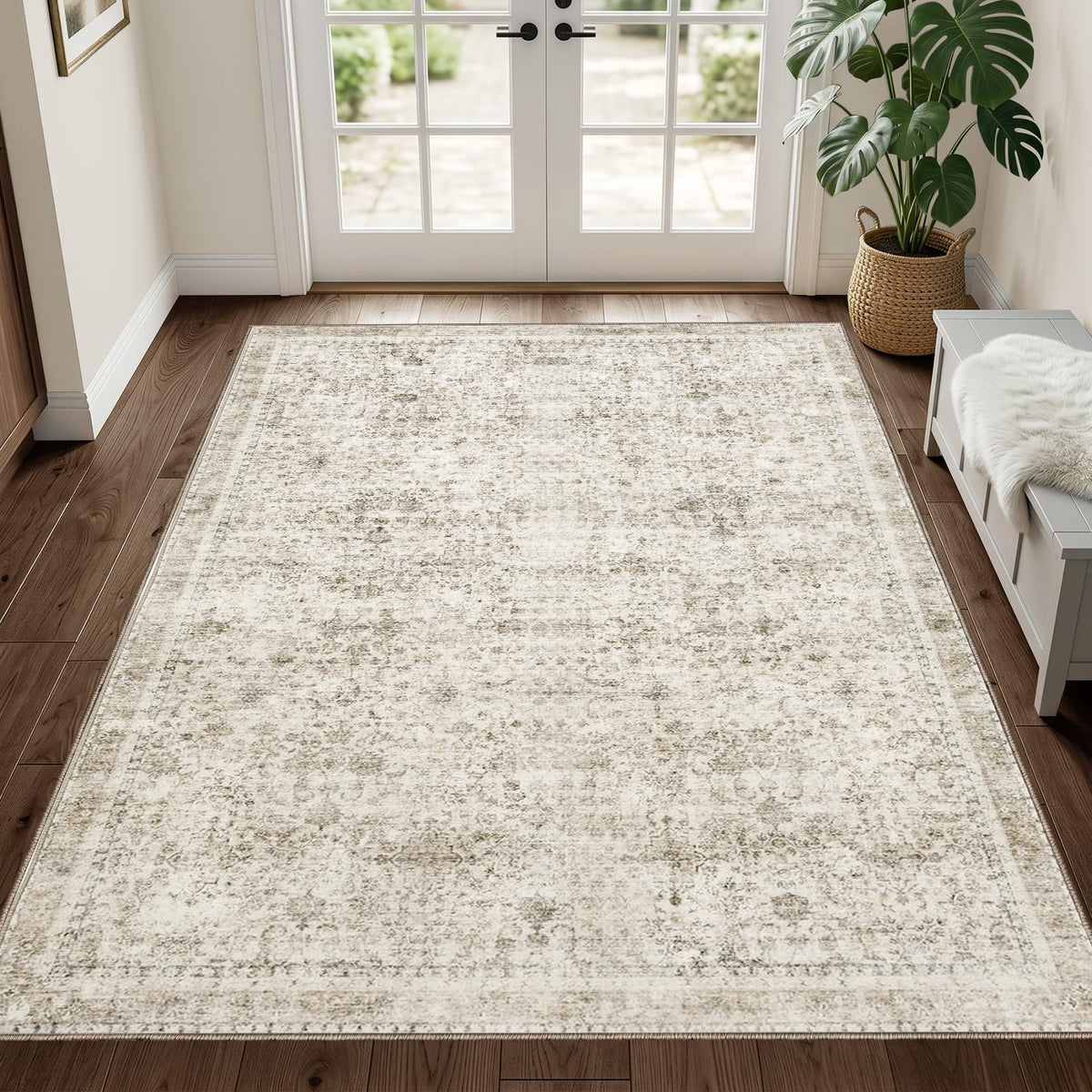Sasttie 4x6 Area Rugs, Ultra-Soft Washable Rug for Living Room, Beige
