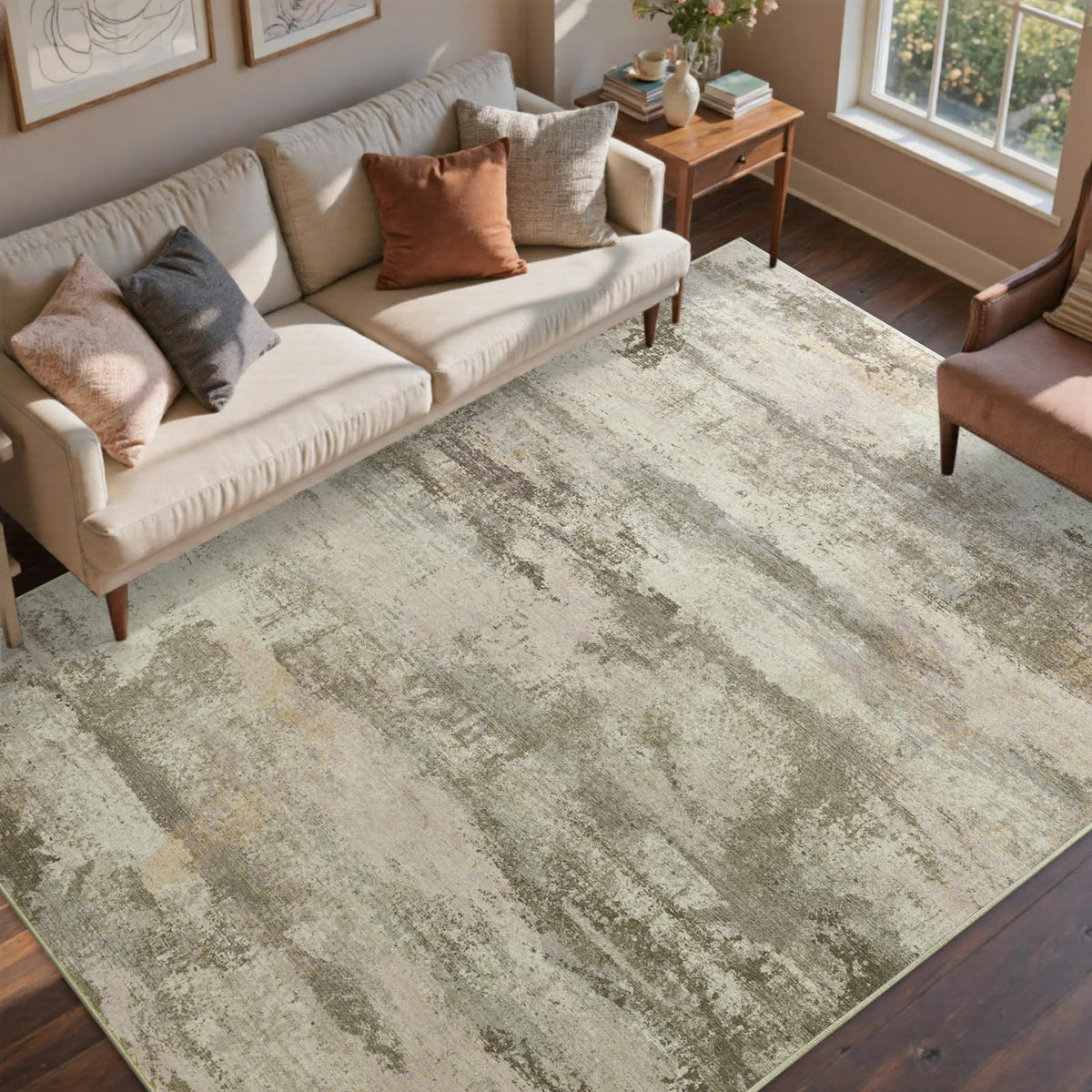 6x9 Ft Large Area Rugs for Living Room, Soft Non-Slip Washable Rugs Modern Abstract Pattern Carpet for Bedroom Indoor Floor Nursery Home Decor (Blue)