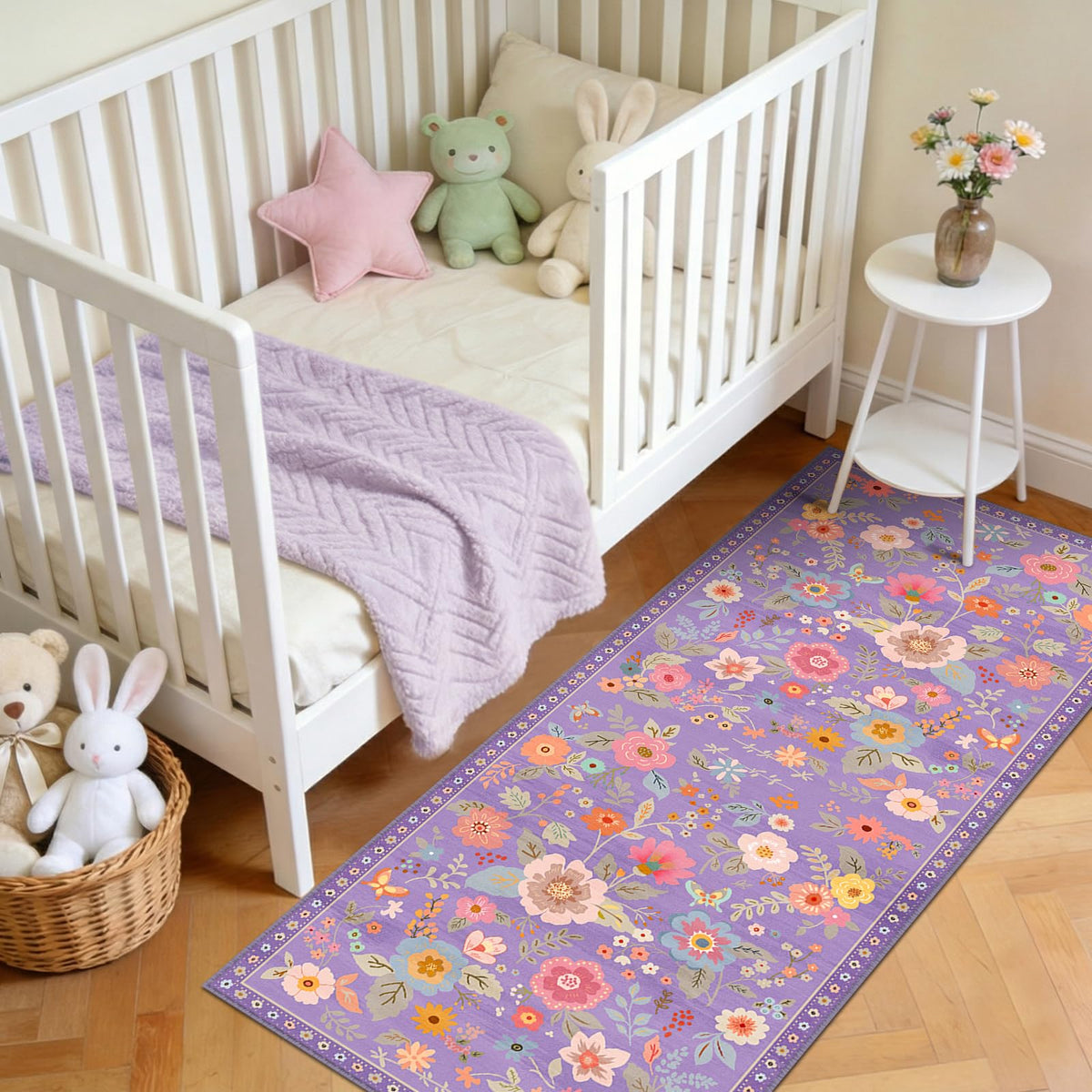 RELEANY Floral Washable 5x7 Area Rugs Black