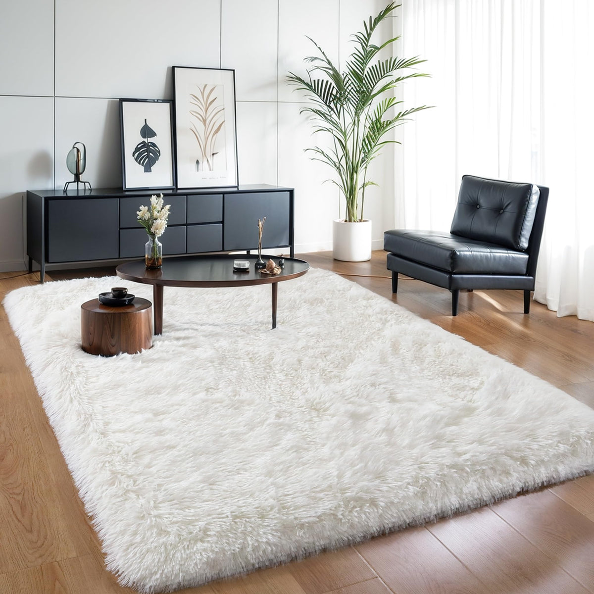 Pink Fluffy 4x6 Area Rugs for Bedroom Girls, Plush Washable Carpet
