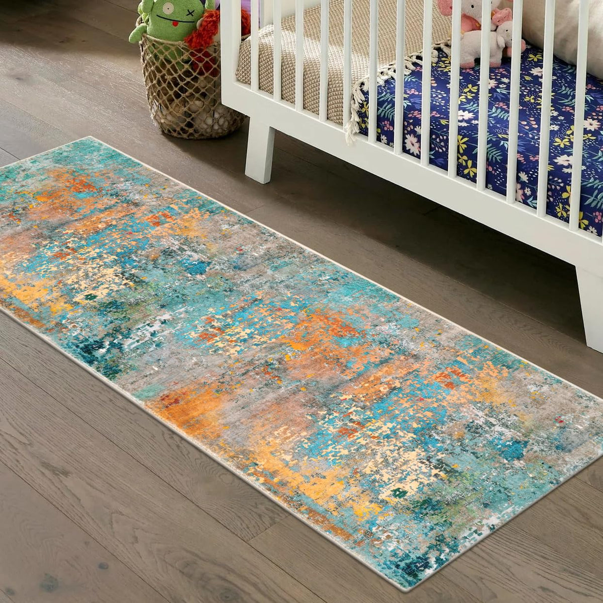 Lahome Modern Abstract Washable 5x7 Area Rugs for Living Room, Colorful Soft Bedroom Rug Low Pile Non Slip,Stain Resistance Dining Room Carpet for Nursery Office Entrance Home Office Decor