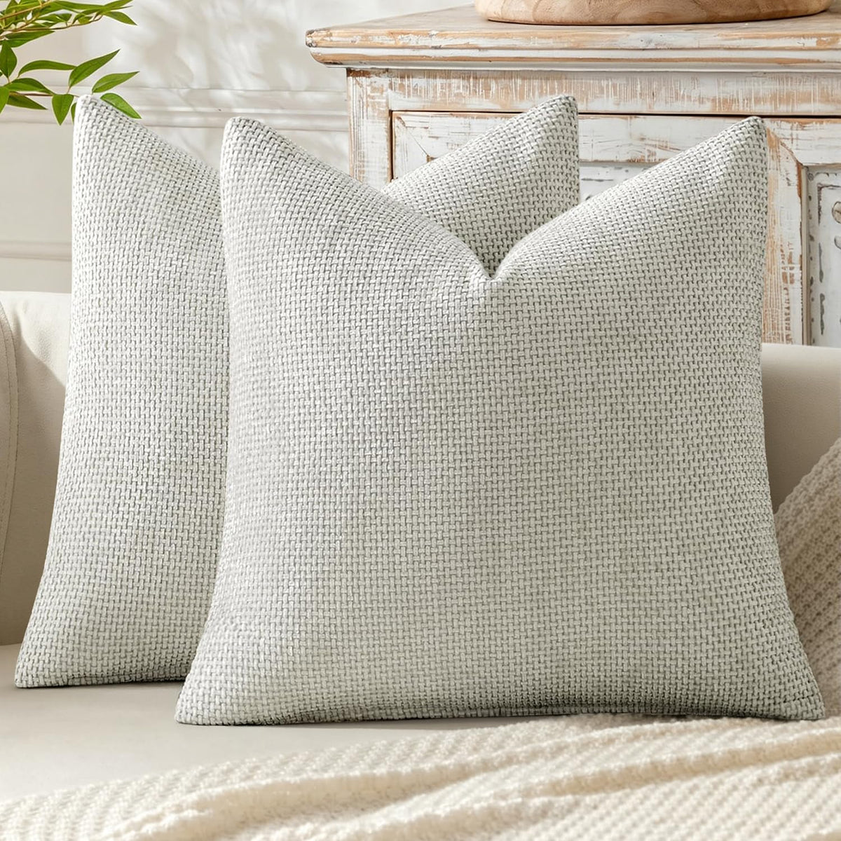 MIULEE Decorative Couch Throw Pillow Covers 18x18 Inch Coastal Blue 2 Pack