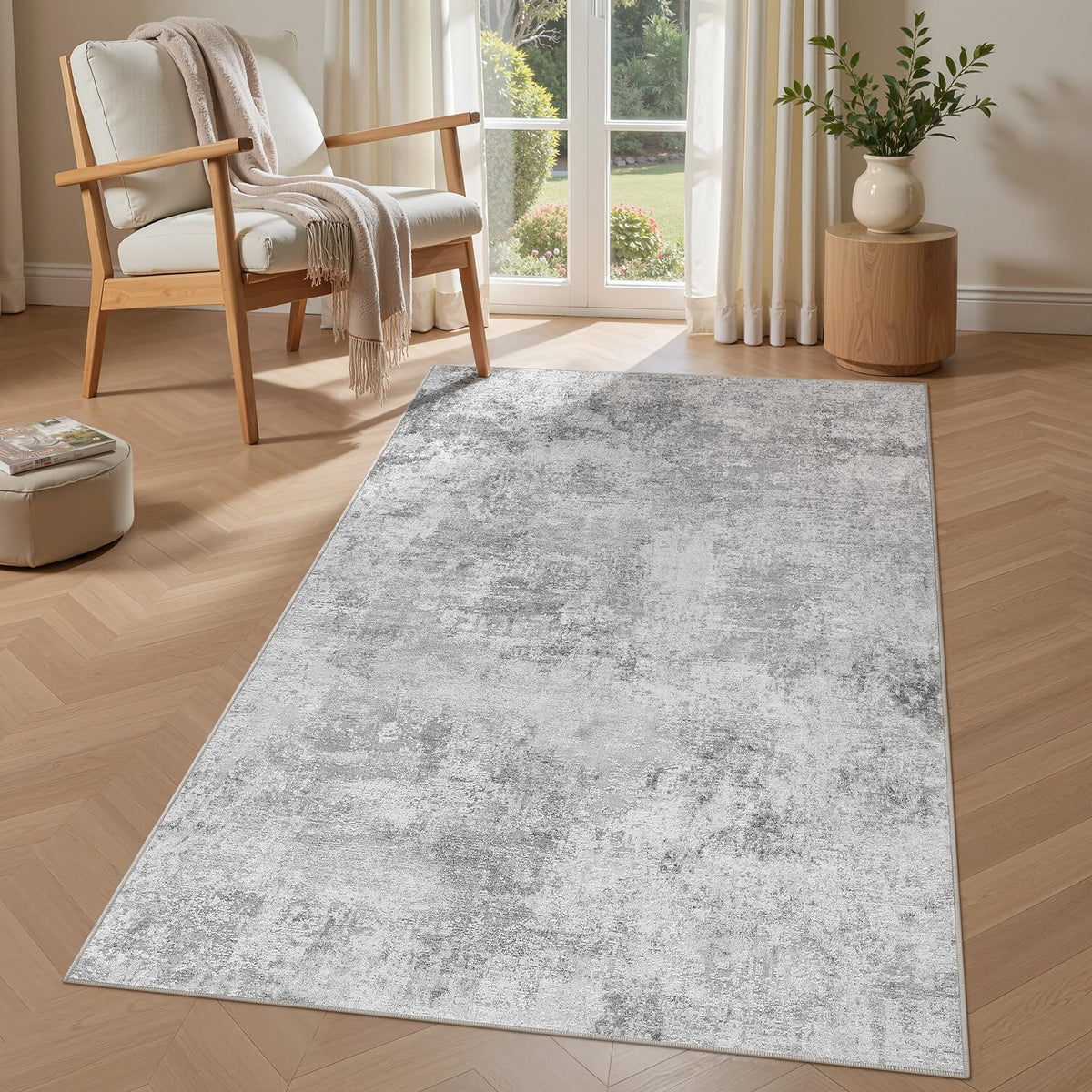 Tortania Area Rug Living Room Rugs - 5x7 Washable Large Soft Neutral Boho Moroccan Bohemian Farmhouse Rug Indoor Floor Carpet for Bedroom Under Dining Table Home Office Decor - Cream Brown