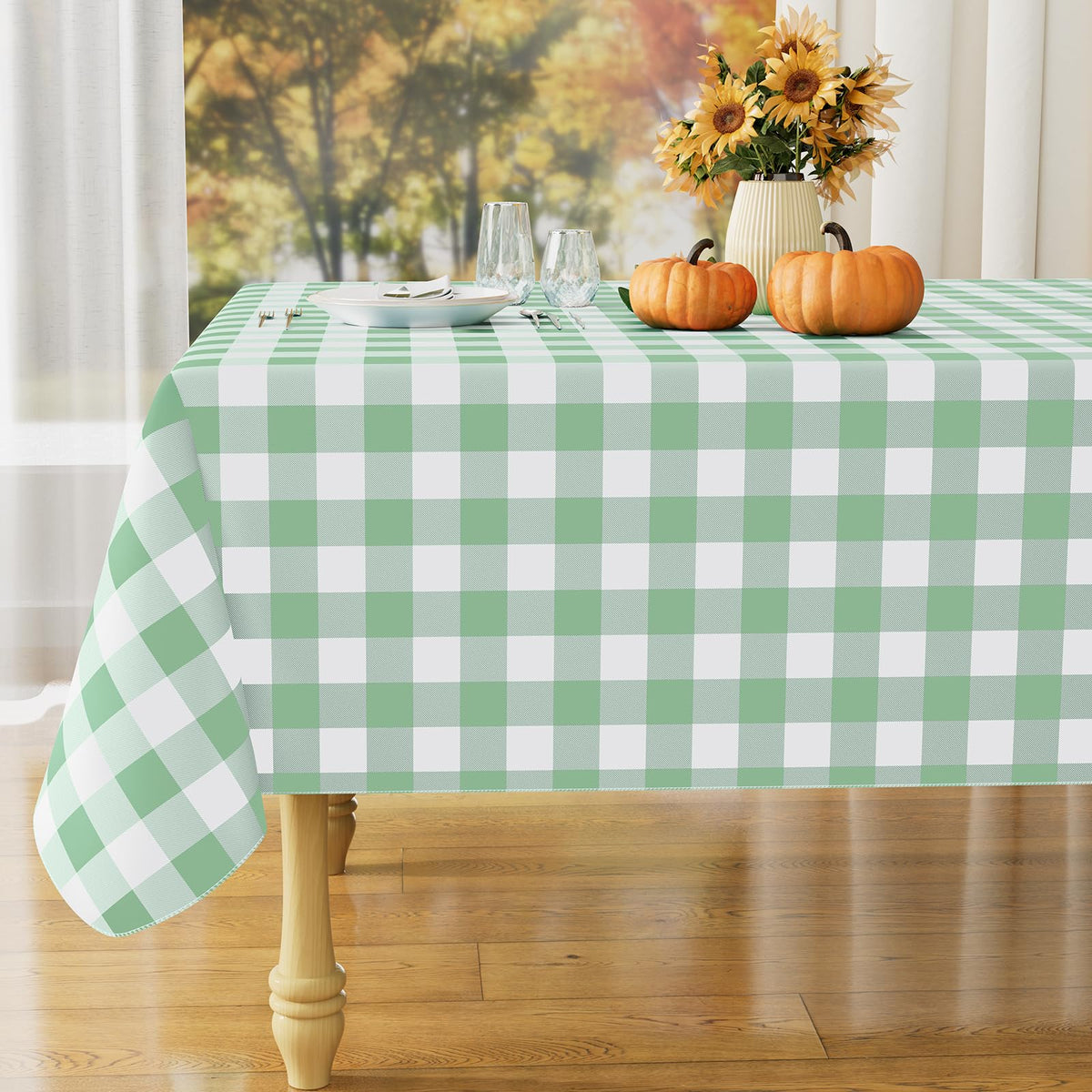 misaya Rectangular Waterproof Vinyl Table Cloth, Flannel Backed Tablecloth