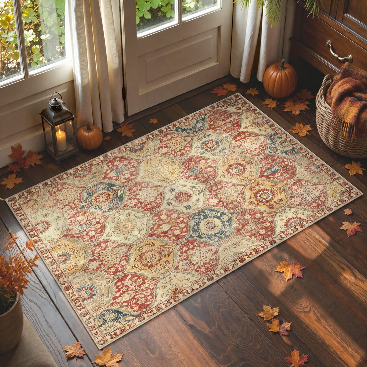 Lahome Moroccan Machine Washable Rugs for Living Room, 4x6 Rug for Bedroom