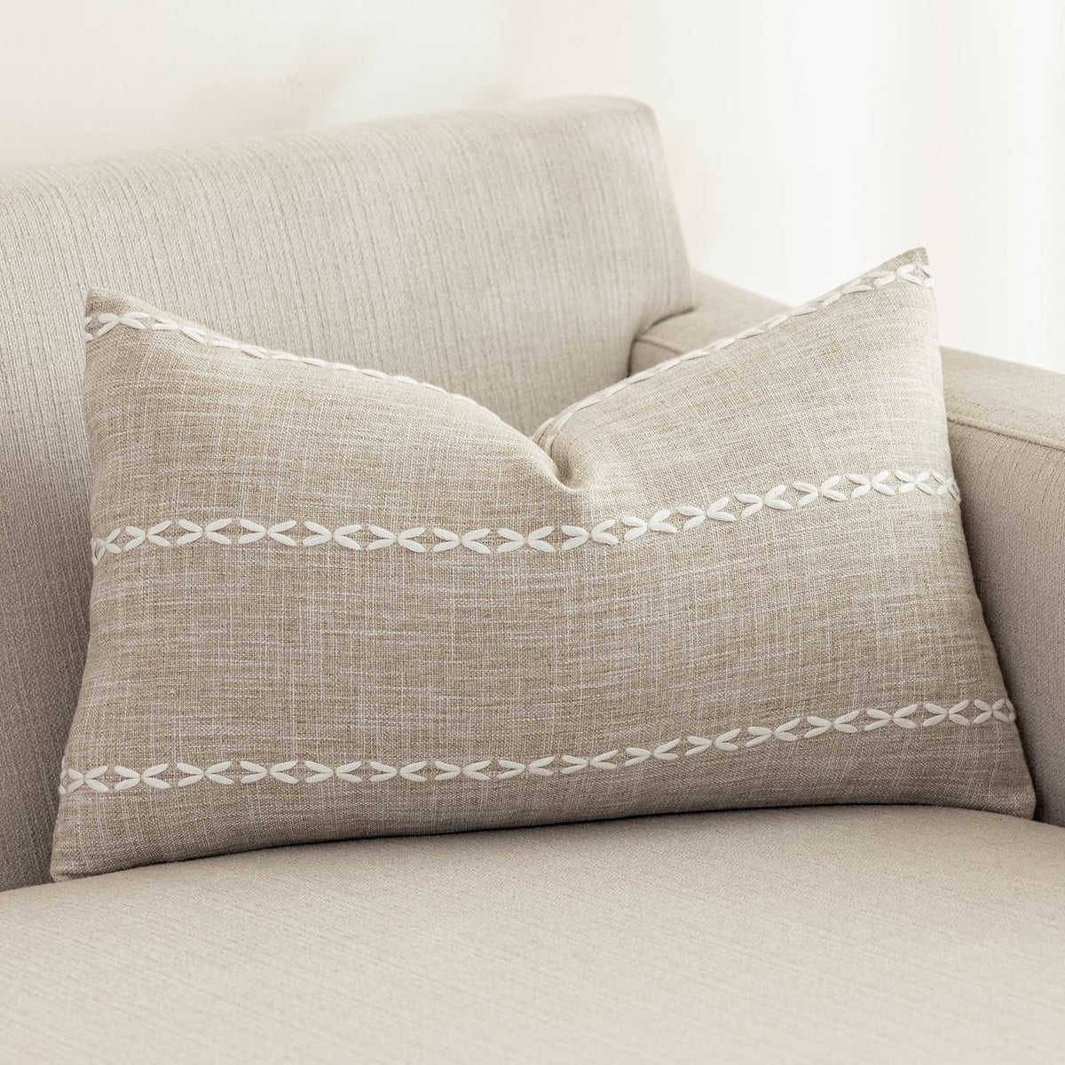 vctops Rustic Lattice Cotton Linen Decorative Throw Pillow Cover Embroidery Square Cushion Cover Pillowcase for Sofa Bedroom Couch (Plaid Coffee,18"x18")