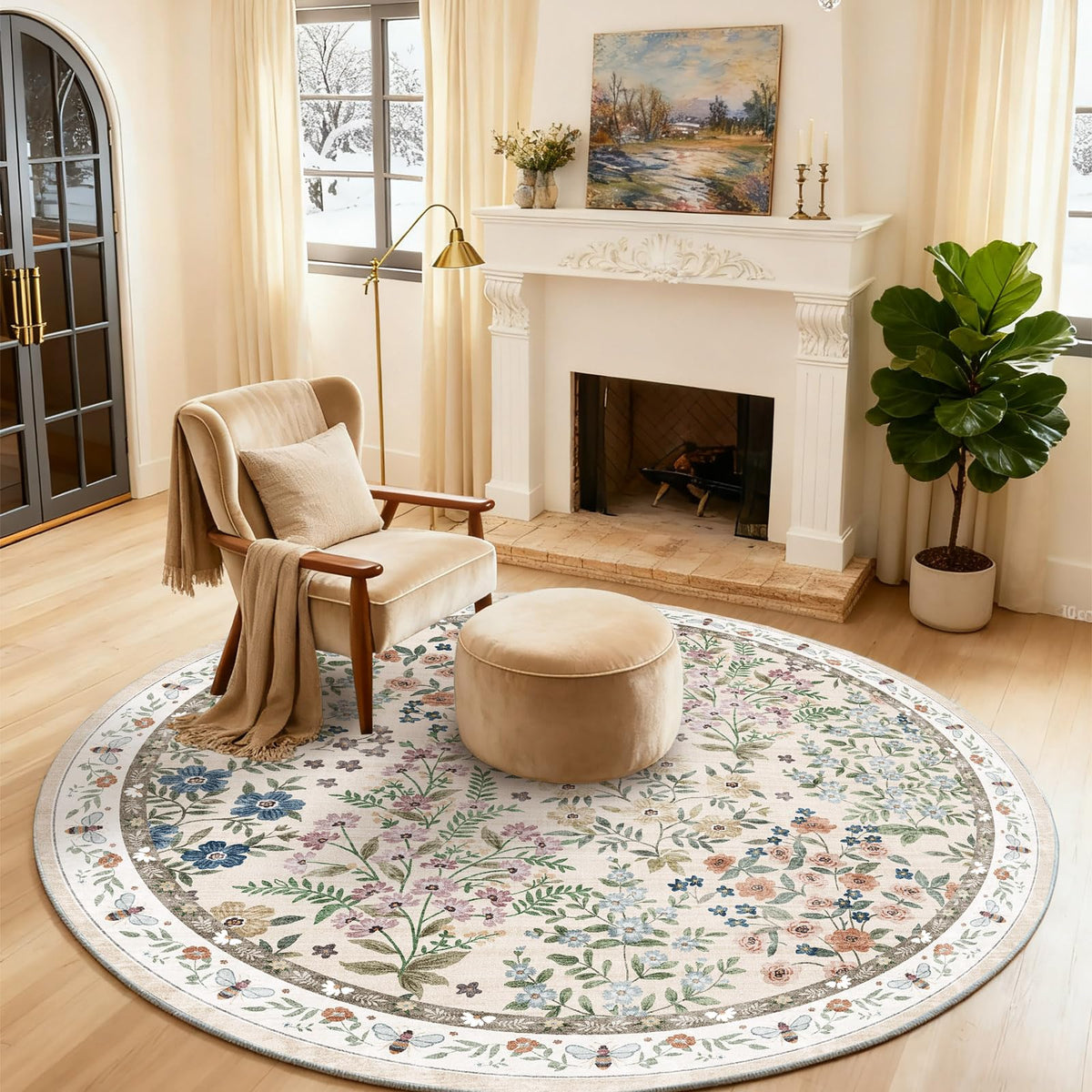 Washable Area Rugs for Living Room: 9x12 Area Rug for Bedroom Vintage Stain Resistant Non Slip Low Pile Lightweight Soft Carpet for Kitchen Dining Room Farmhouse Kids Room Nursery