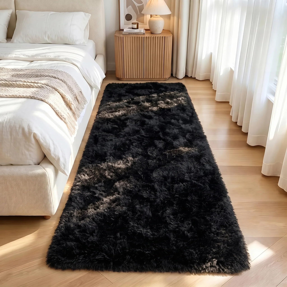 LOCHAS 4x6 Area Rugs Fluffy Living Room Carpets for Kids Bedroom, White