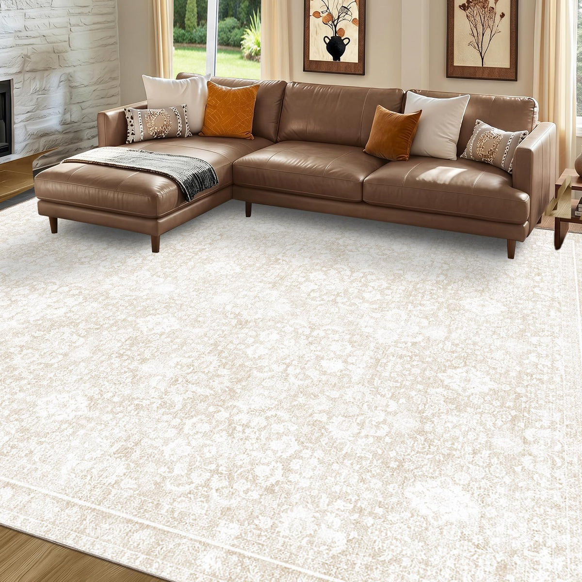 Sasttie 4x6 Area Rugs, Ultra-Soft Washable Rug for Living Room, Beige