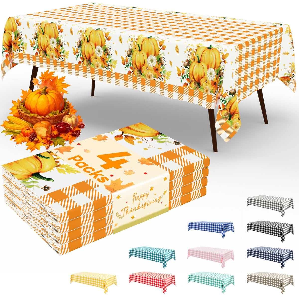 misaya 4 Packs Buffalo Disposable Table Cloth, 54 x 108 Inch Waterproof Plastic Tablecloth, Rectangle Red and White Checkered Table Covers for Picnic, Birthday, Party, Back to School