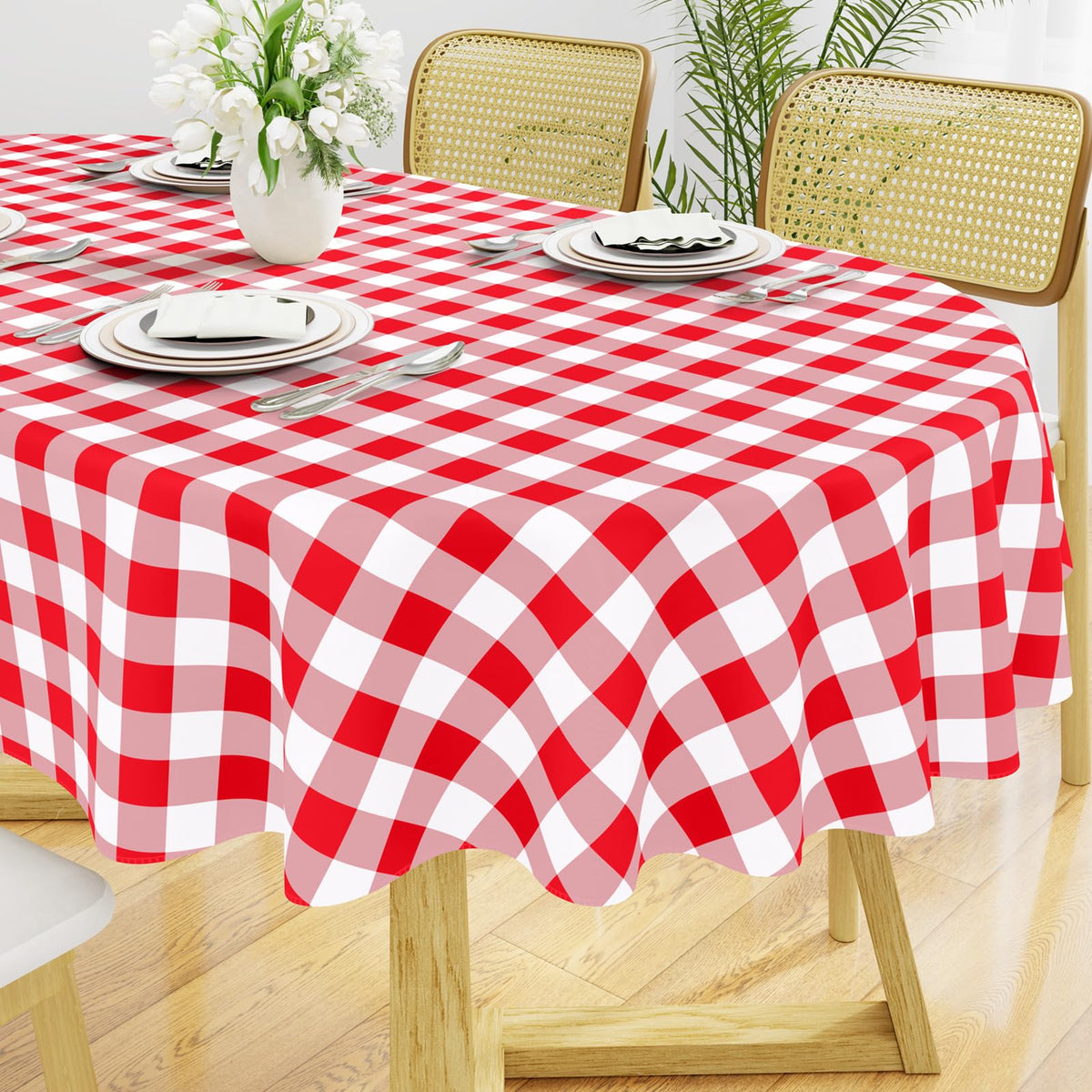 Smiry Picnic Table Cloth, Vinyl Tablecloths with Flannel Backing, 60"x84"
