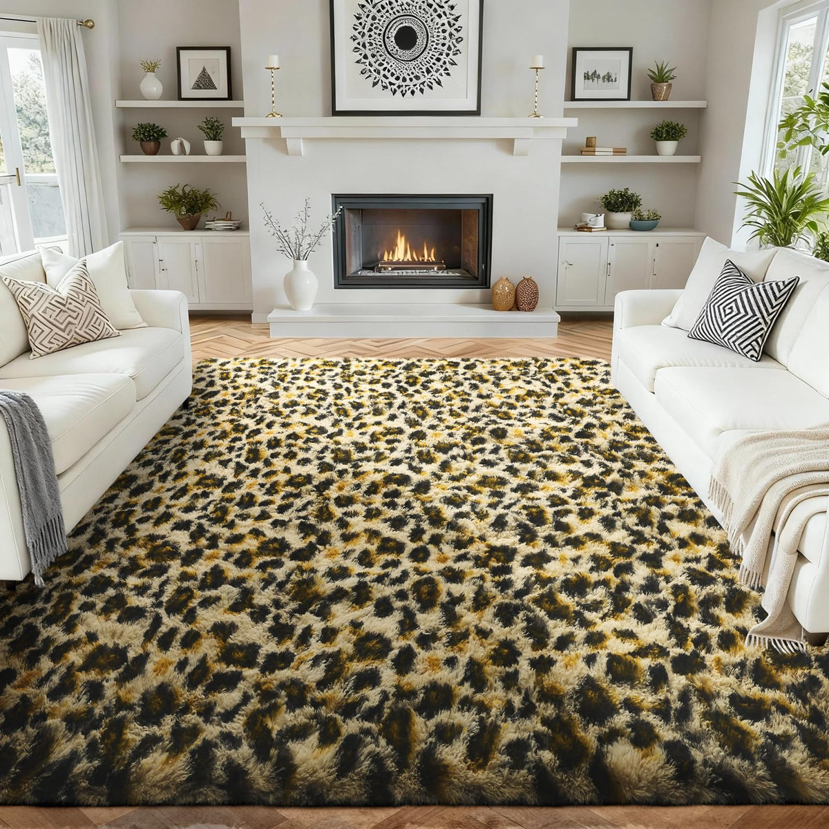 Ophanie Area Rugs for Bedroom, Christmas Upgrade Non-Slip Ivory Fluffy Soft Shag Living Room Carpet, Indoor Floor 4x6 Fuzzy Shaggy Plush Nursery Rug for Kids Dorm Decor with Over 99 pcs Pile fibers