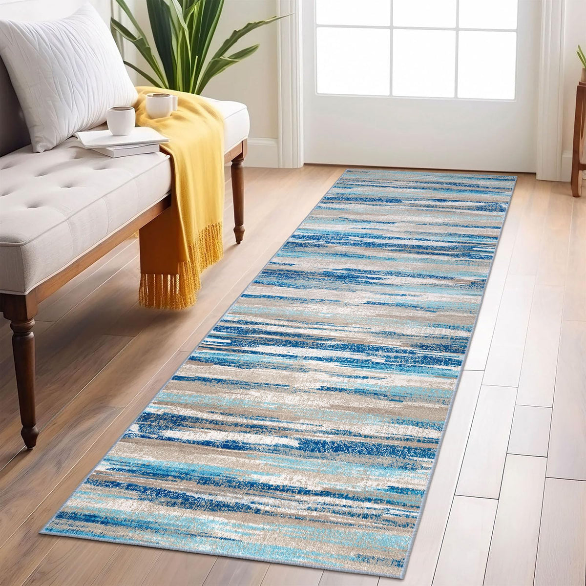 Lansny Abstract 2x3 Area Rug Small Washable Entryway Rug Non Slip Door Mat