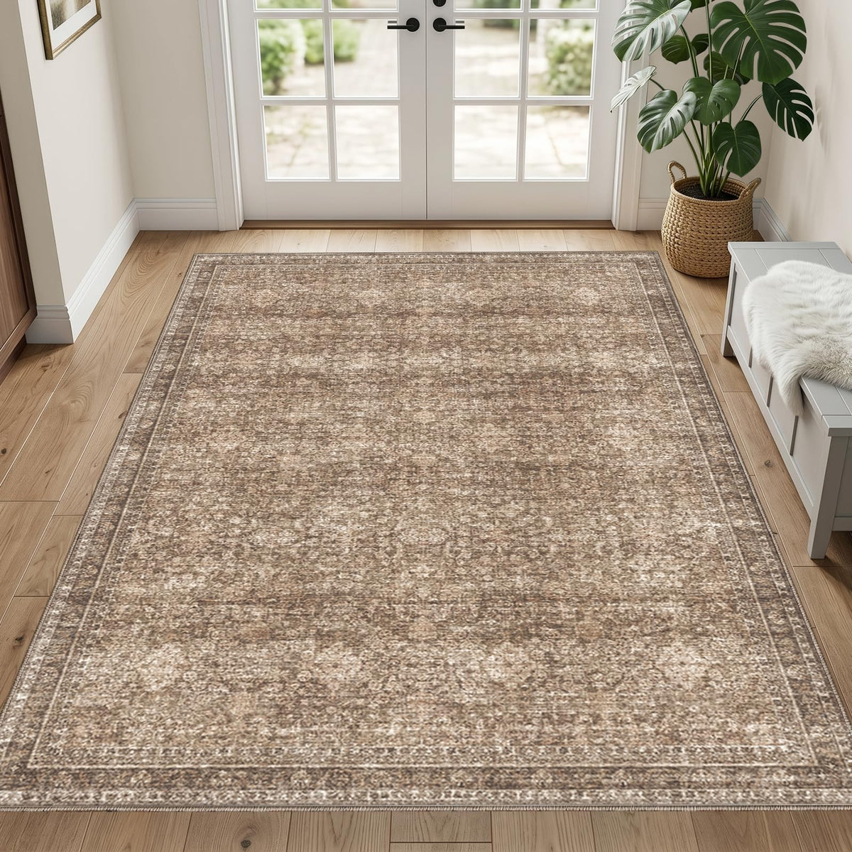 Sasttie 4x6 Area Rugs, Ultra-Soft Washable Rug for Living Room, Beige