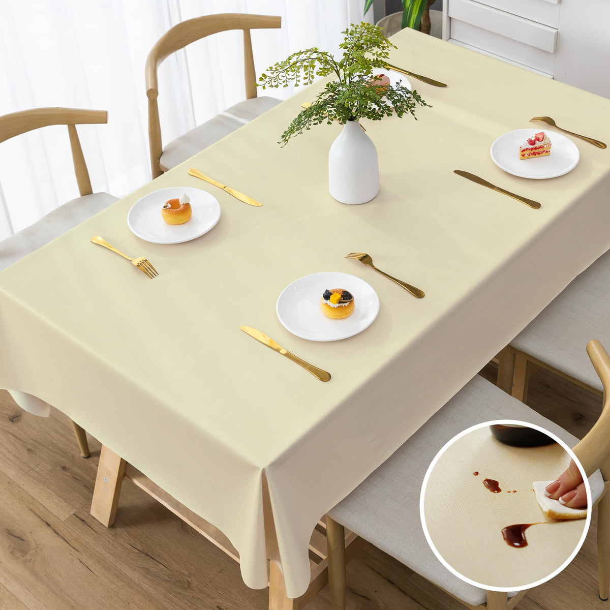 Rectangle Table Cloth,100% Waterproof Tablecloth Oil Proof Spill Proof Vinyl Table Cloth, Wipe Clean Plastic Table Cover for Dining, Camping, Indoor and Outdoor 52" x 70",Leaves