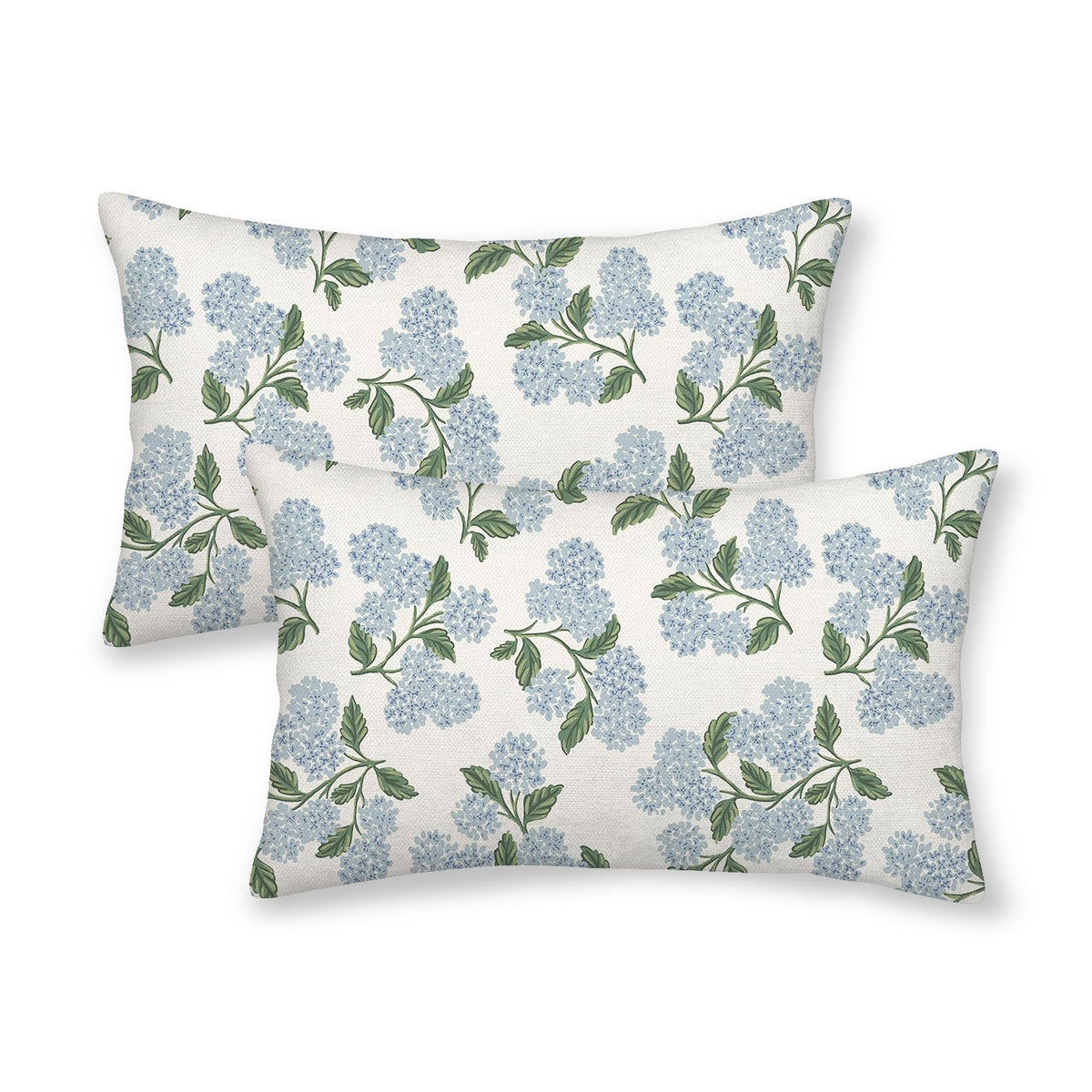 Floral Outdoor Pillow Covers 18x18 Inch Set of 2 Blue Green