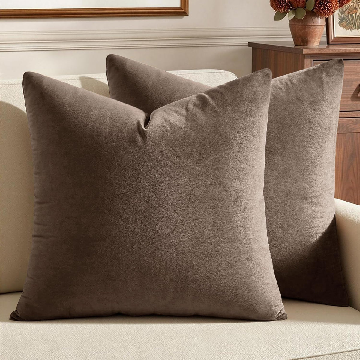 MIULEE Velvet Throw Pillow Covers 18x18 Inch Pack of 2 Dark Blue