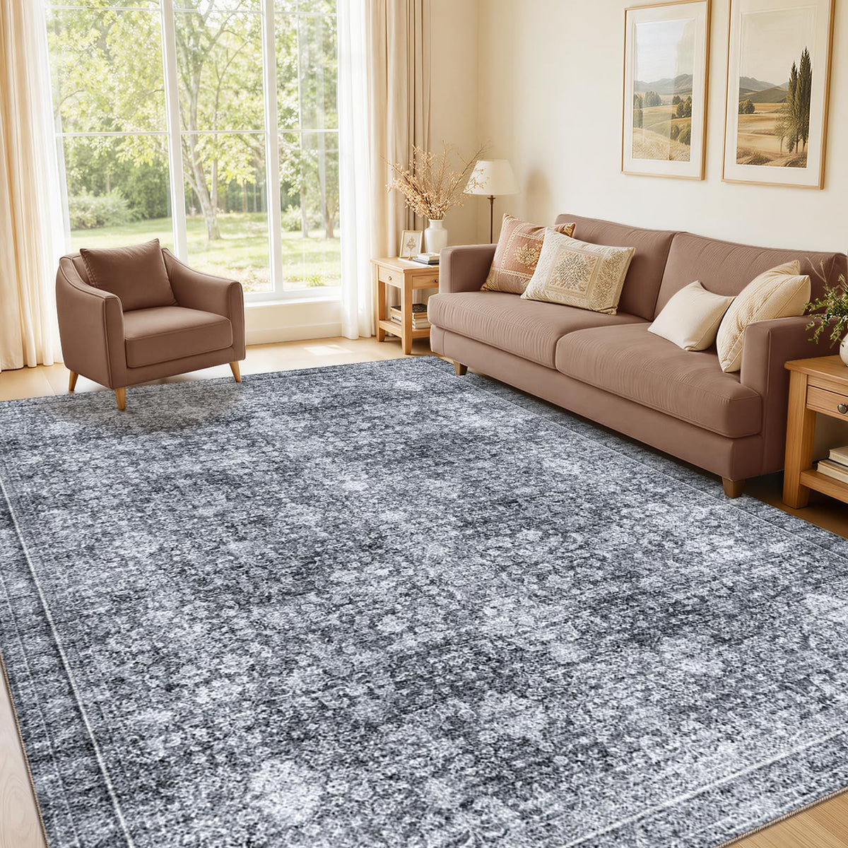 Sasttie 4x6 Area Rugs, Ultra-Soft Washable Rug for Living Room, Beige