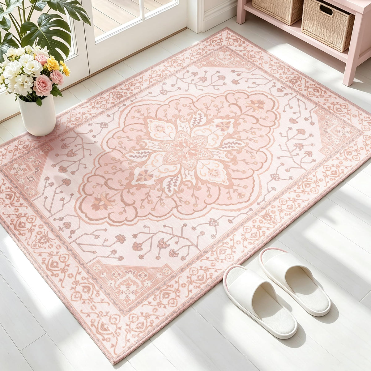 YARNSCAPE 2' x 3' Machine Washable Area Rug, Non-Slip Low-Pile Carpet