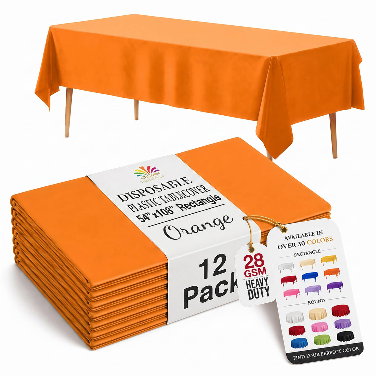Exquisite 12-Pack Premium Plastic Tablecloth 12-Pack Premium Plastic Tablecloth 84in. Round Table Cover - Emerald Green