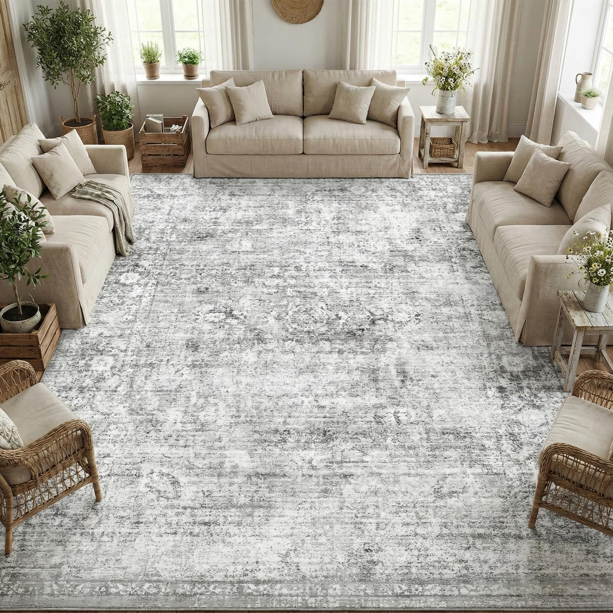 Homemate Washable Rug 8x10 Area Rugs - Vintage Rugs for Living Room