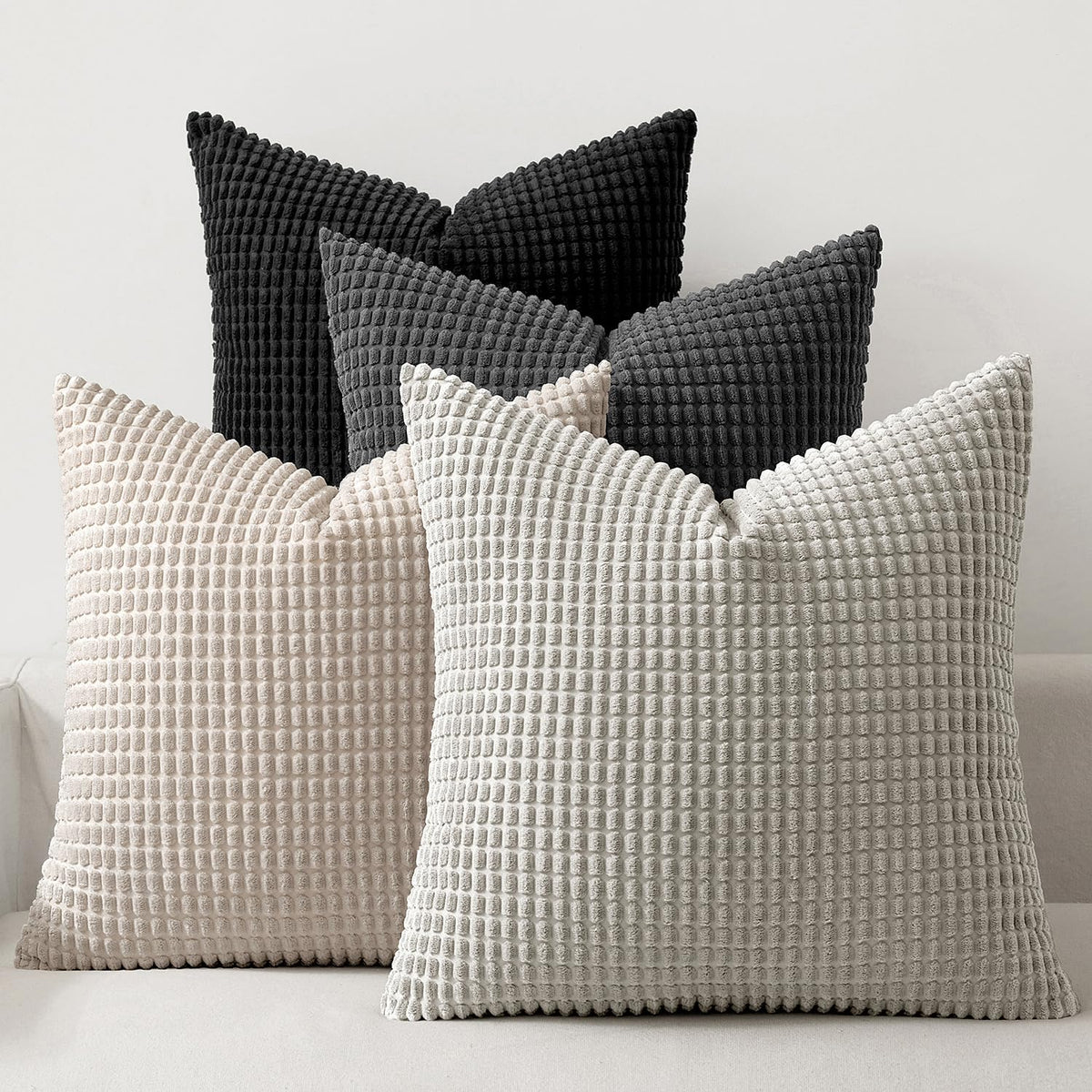 MIULEE Decorative Throw Pillow Covers 18x18 Inch Set of 4 Coastal Blue