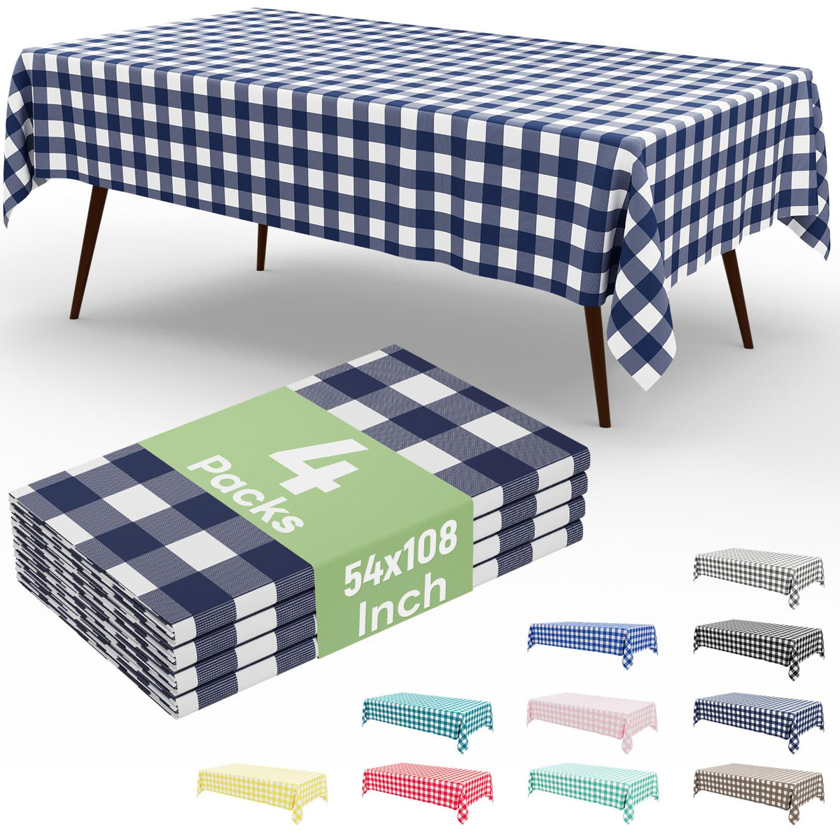 misaya 4 Packs Buffalo Disposable Table Cloth, 54 x 108 Inch Waterproof Plastic Tablecloth, Rectangle Red and White Checkered Table Covers for Picnic, Birthday, Party, Back to School