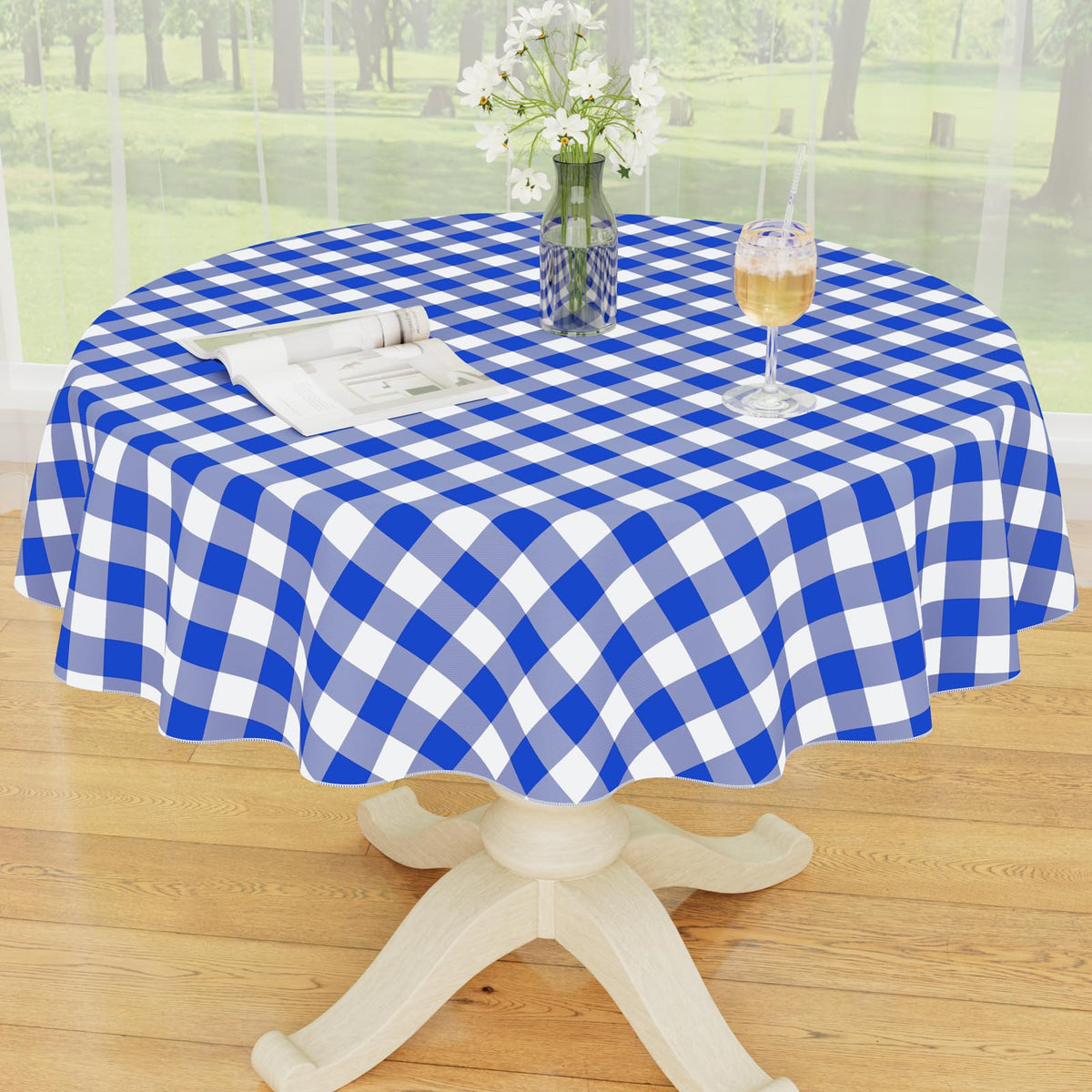 Smiry Picnic Table Cloth, Vinyl Tablecloths with Flannel Backing, 60"x84"