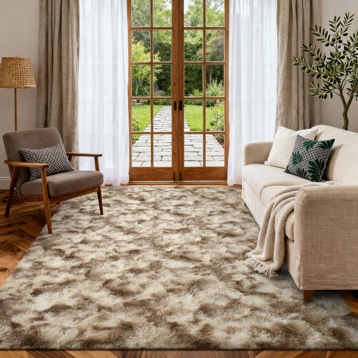 6x9 Ft Large Shag Rugs for Living Room Decor, Tie-Dyed Ultra Soft Fluffy Furry Area Rugs for Bedroom Indoor Floor, Aesthetic Carpet for Kids Home (Dark Grey)