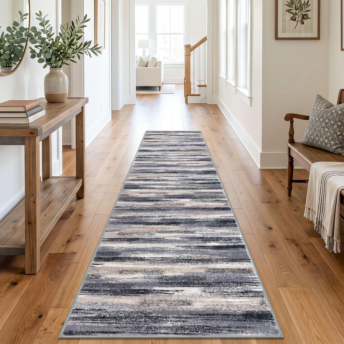 Lansny Abstract 2x3 Area Rug Small Washable Entryway Rug Non Slip Door Mat