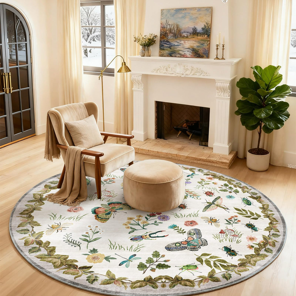 Washable Area Rugs for Living Room: 9x12 Area Rug for Bedroom Vintage Stain Resistant Non Slip Low Pile Lightweight Soft Carpet for Kitchen Dining Room Farmhouse Kids Room Nursery
