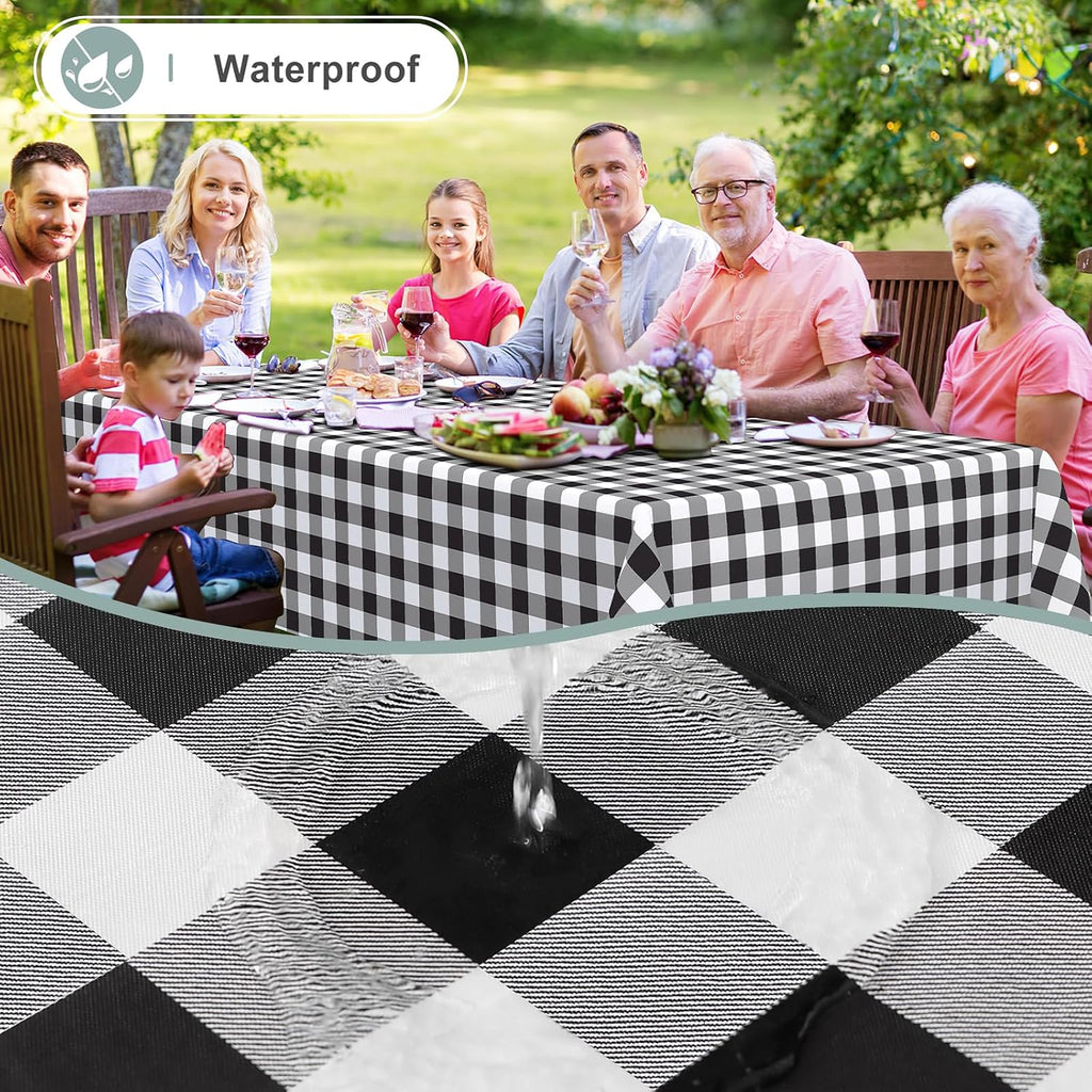 misaya Rectangular Waterproof Vinyl Table Cloth, Flannel Backed Tablecloth